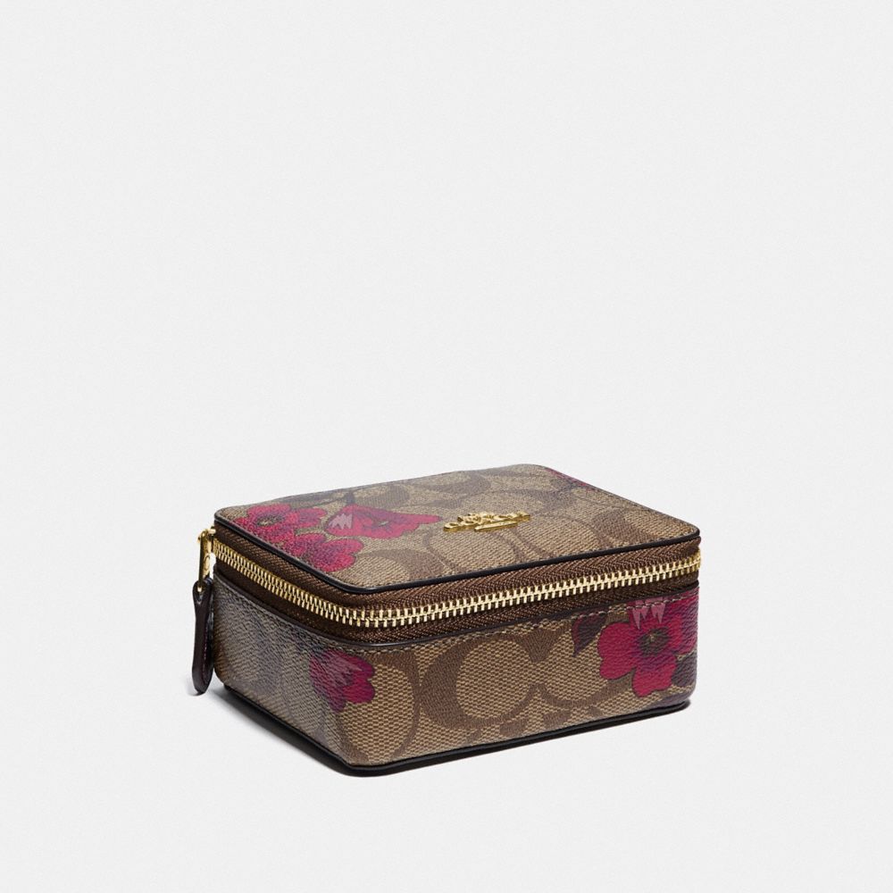 COACH F88056 Jewelry Box In Signature Canvas With Victorian Floral Print IM/KHAKI BERRY MULTI