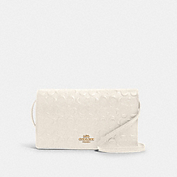 HAYDEN FOLDOVER CROSSBODY CLUTCH IN SIGNATURE LEATHER - F88079 - IM/CHALK