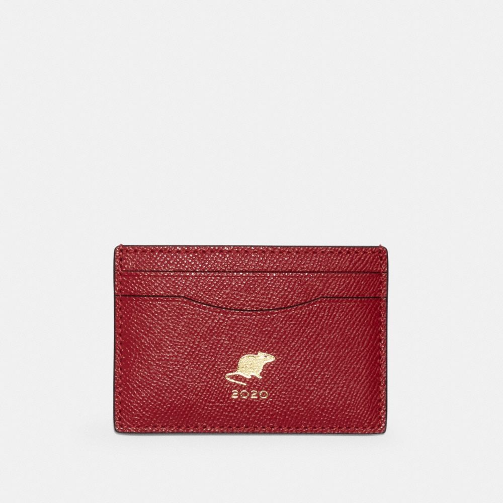 COACH F88094 LUNAR NEW YEAR CARD CASE WITH RAT IM/TRUE RED