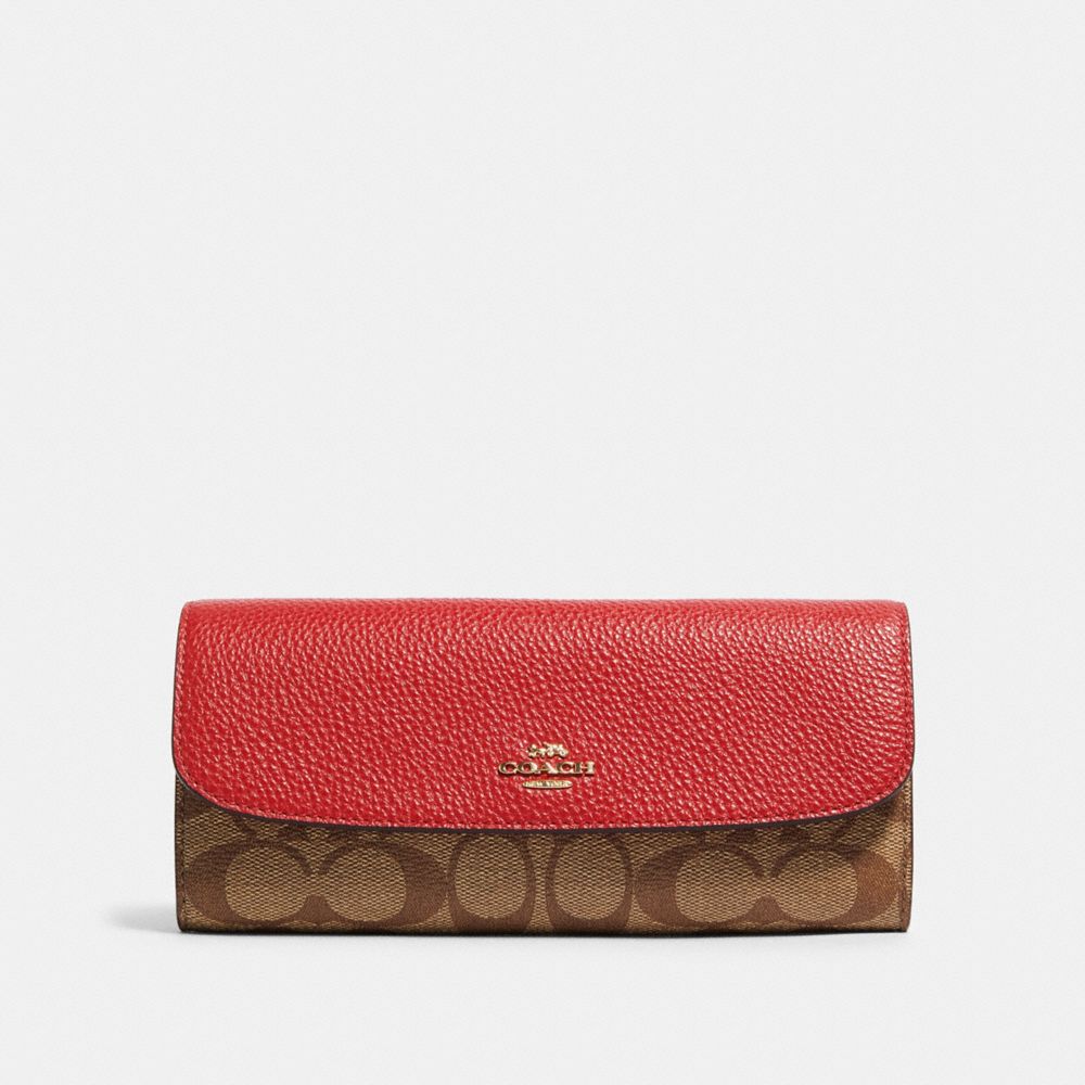 COACH F88100 LUNAR NEW YEAR SOFT WALLET IN COLORBLOCK SIGNATURE CANVAS WITH RAT IM/TRUE-RED-MULTI
