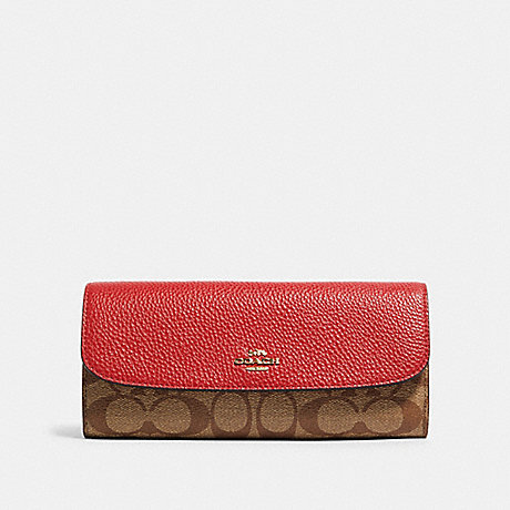 COACH F88100 LUNAR NEW YEAR SOFT WALLET IN COLORBLOCK SIGNATURE CANVAS WITH RAT IM/TRUE RED MULTI