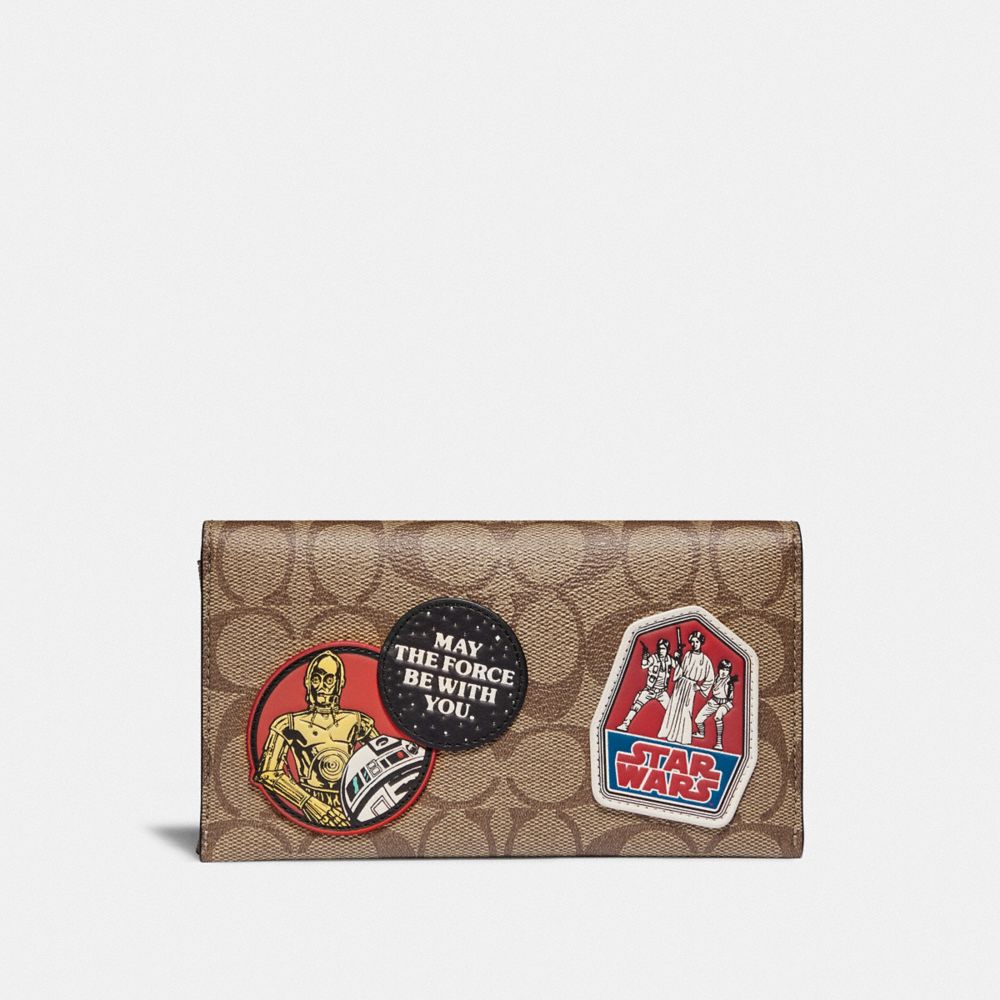 STAR WARS X COACH LARGE UNIVERSAL PHONE CASE IN SIGNATURE CANVAS WITH PATCHES - QB/TAN - COACH F88110