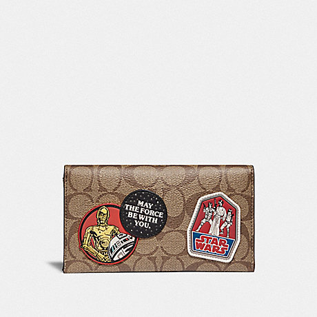 COACH STAR WARS X COACH LARGE UNIVERSAL PHONE CASE IN SIGNATURE CANVAS WITH PATCHES - QB/TAN - F88110