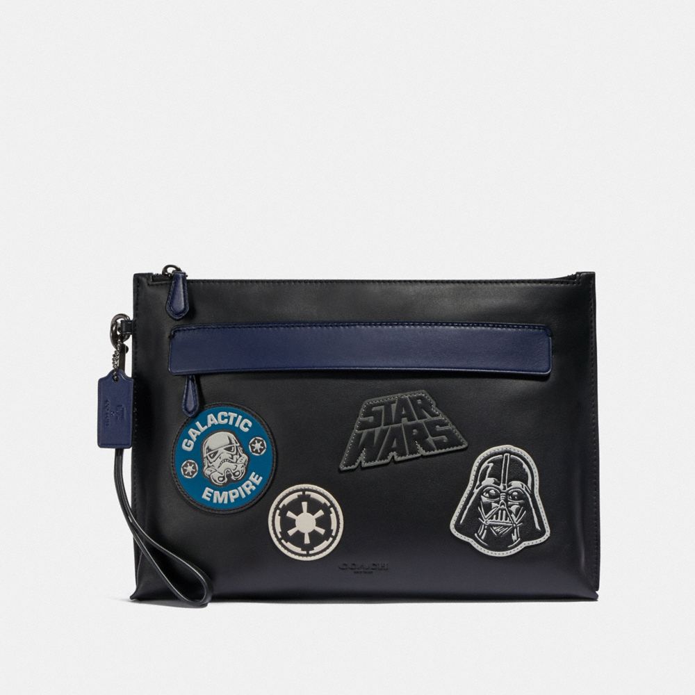 COACH F88113 STAR WARS X COACH CARRYALL POUCH WITH PATCHES QB/BLACK