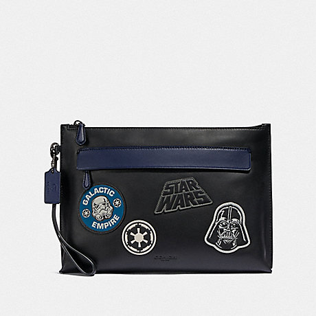 COACH F88113 STAR WARS X COACH CARRYALL POUCH WITH PATCHES QB/BLACK