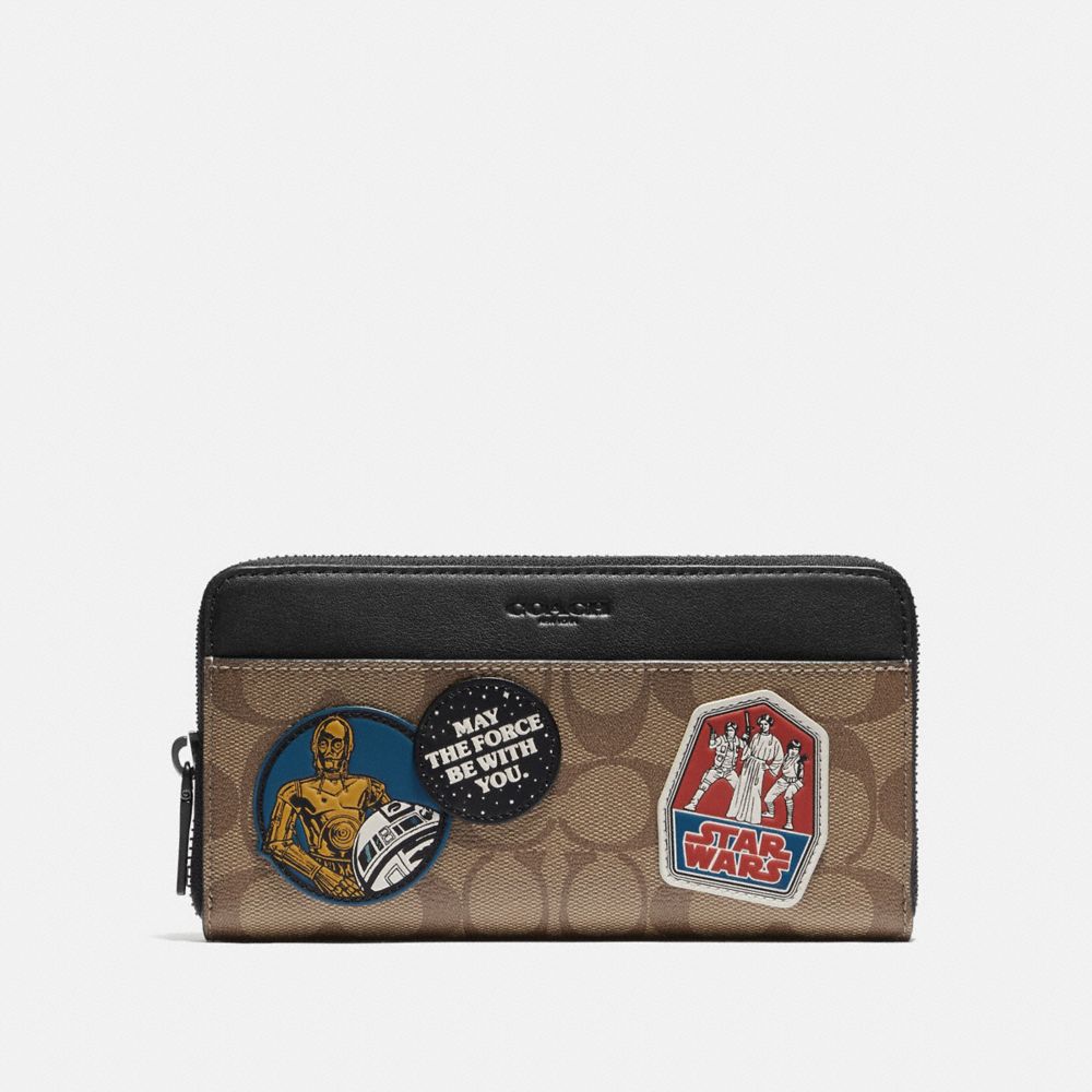 COACH F88115 Star Wars X Coach Accordion Wallet In Signature Canvas With Patches QB/TAN