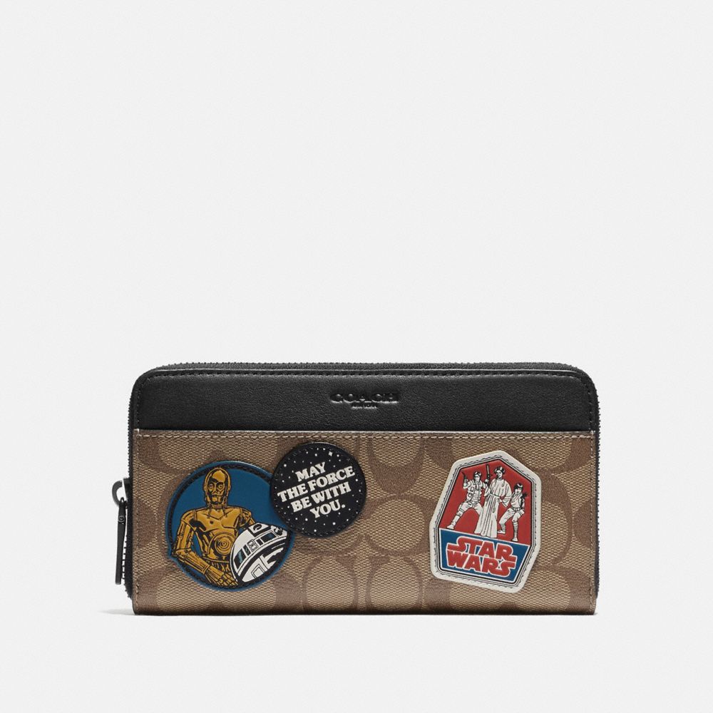 COACH F88115 STAR WARS X COACH ACCORDION WALLET IN SIGNATURE CANVAS WITH PATCHES QB/TAN