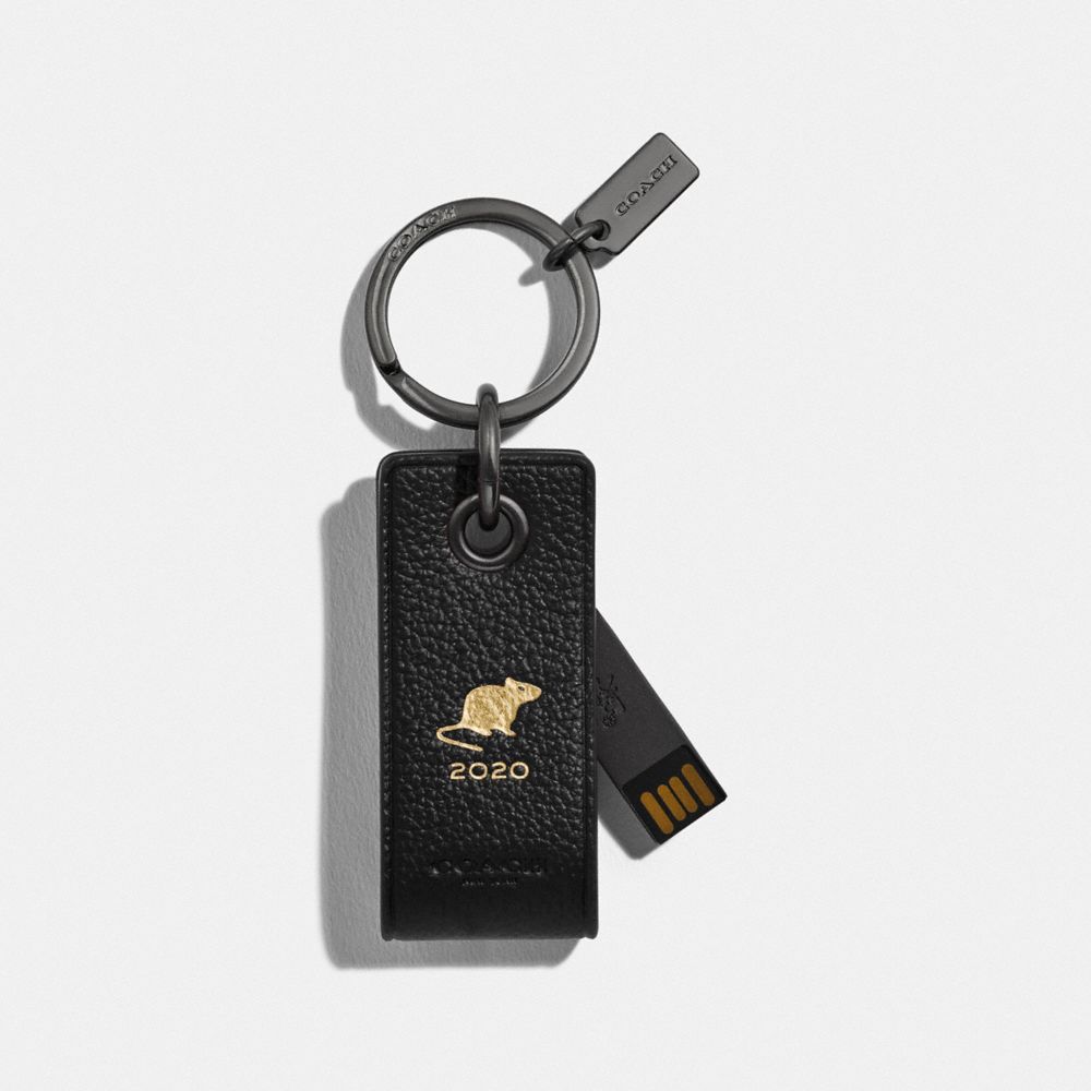 COACH F88129 Lunar New Year 8gb Usb Key Fob With Rat QB/BLACK