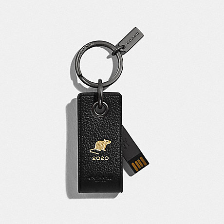 COACH F88129 LUNAR NEW YEAR 8GB USB KEY FOB WITH RAT QB/BLACK