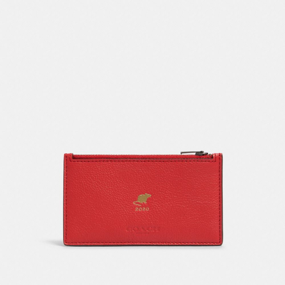 COACH F88130 - LUNAR NEW YEAR ZIP CARD CASE WITH RAT QB/TRUE RED