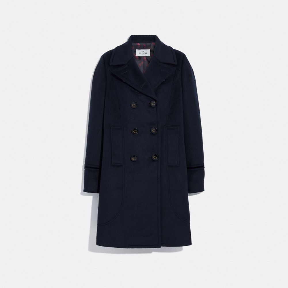 COACH TAILORED WOOL COAT - NAVY - F88146