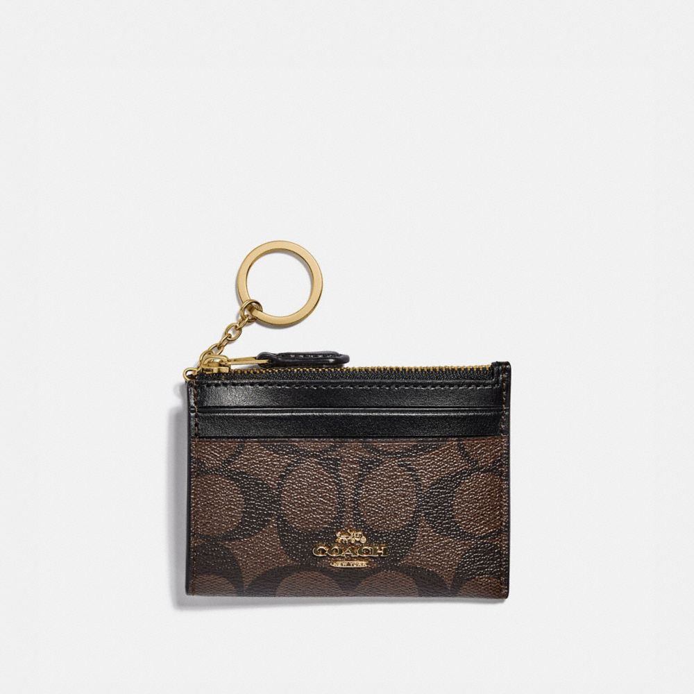 MINI SKINNY ID CASE IN SIGNATURE CANVAS - IM/BROWN/BLACK - COACH F88208