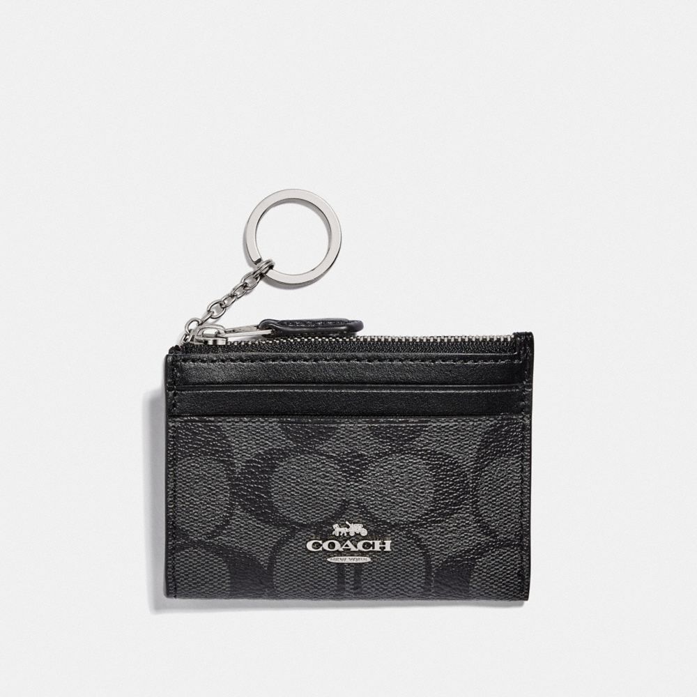 COACH F88208 - MINI SKINNY ID CASE IN SIGNATURE CANVAS SV/BLACK SMOKE/BLACK