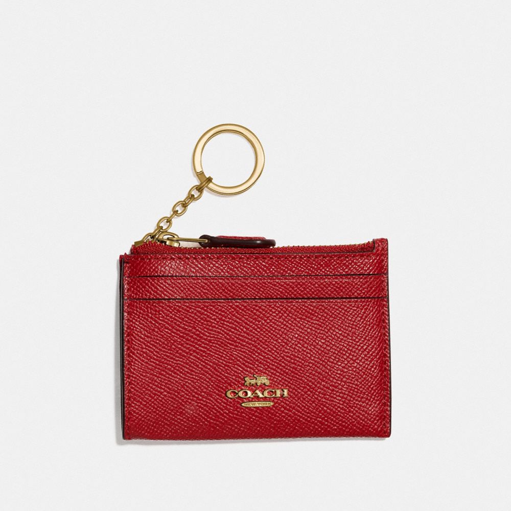 COACH F88250 Mini Skinny Id Case GOLD/TRUE RED