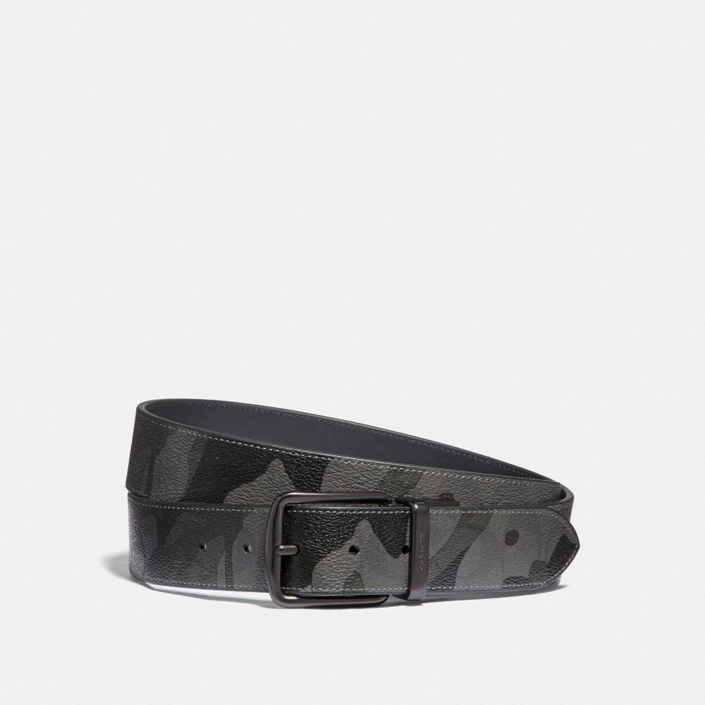COACH F88269 Harness Buckle Cut-to-size Reversible Belt With Camo Print, 38mm QB/GREY MULTI