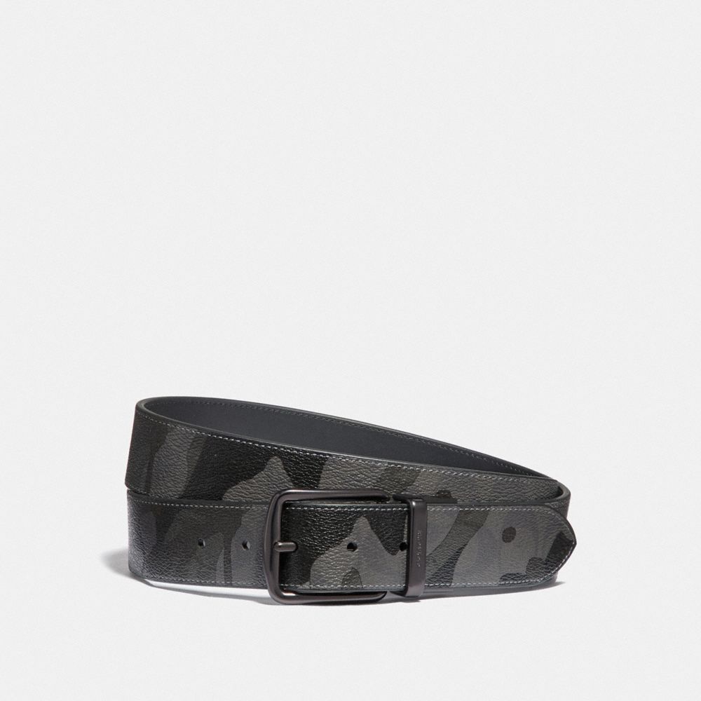 COACH F88269QBGRM - HARNESS BUCKLE CUT-TO-SIZE REVERSIBLE BELT WITH CAMO PRINT, 38MM QB/GREY MULTI