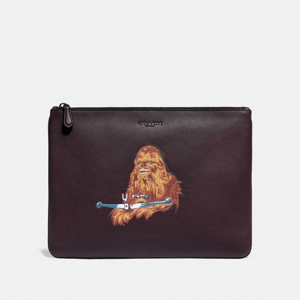 COACH F88338 - STAR WARS X COACH LARGE POUCH WITH CHEWBACCA QB/OXBLOOD