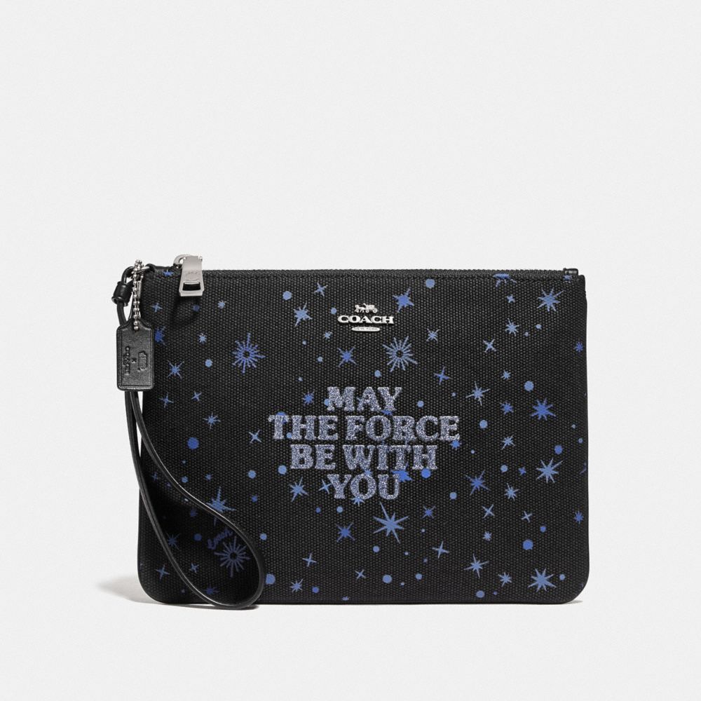 COACH F88485 Star Wars X Coach Gallery Pouch With May The Force Be With You SV/BLACK MULTI