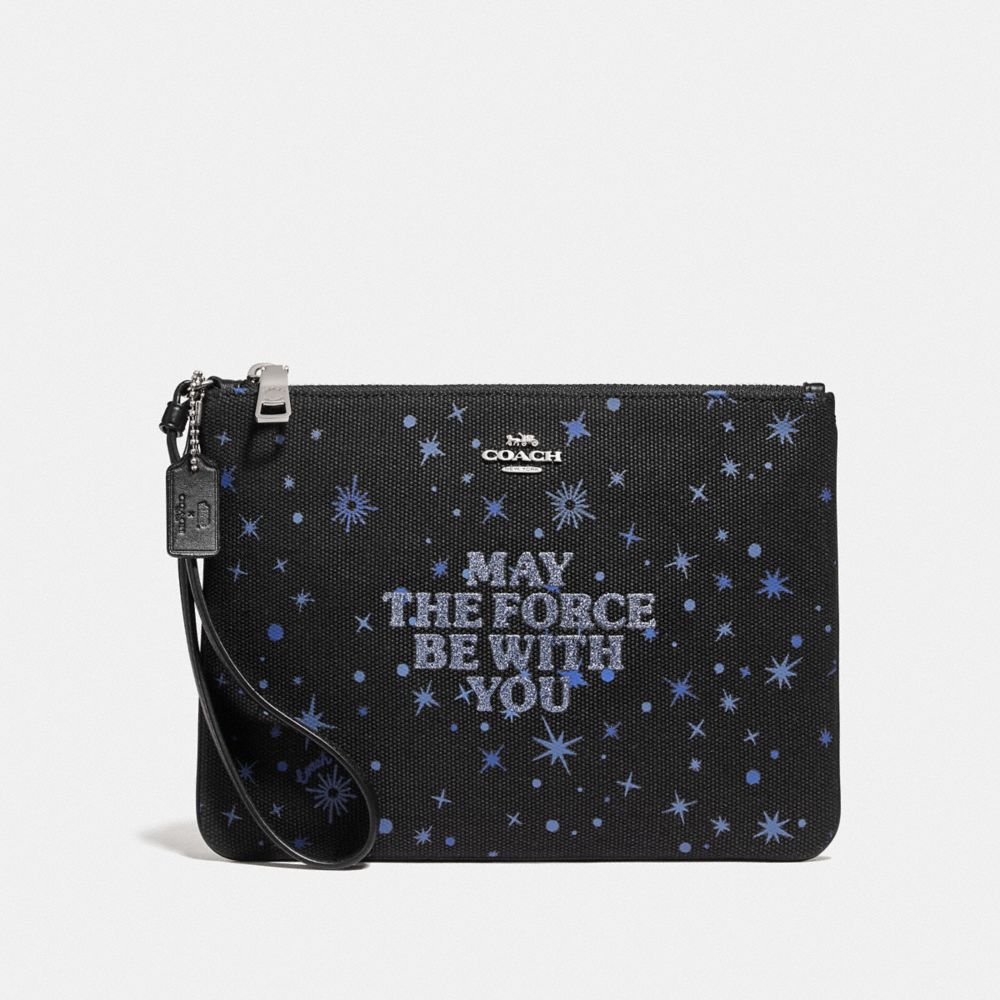 COACH STAR WARS X COACH GALLERY POUCH WITH MAY THE FORCE BE WITH YOU - SV/BLACK MULTI - F88485