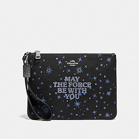 COACH STAR WARS X COACH GALLERY POUCH WITH MAY THE FORCE BE WITH YOU - SV/BLACK MULTI - F88485