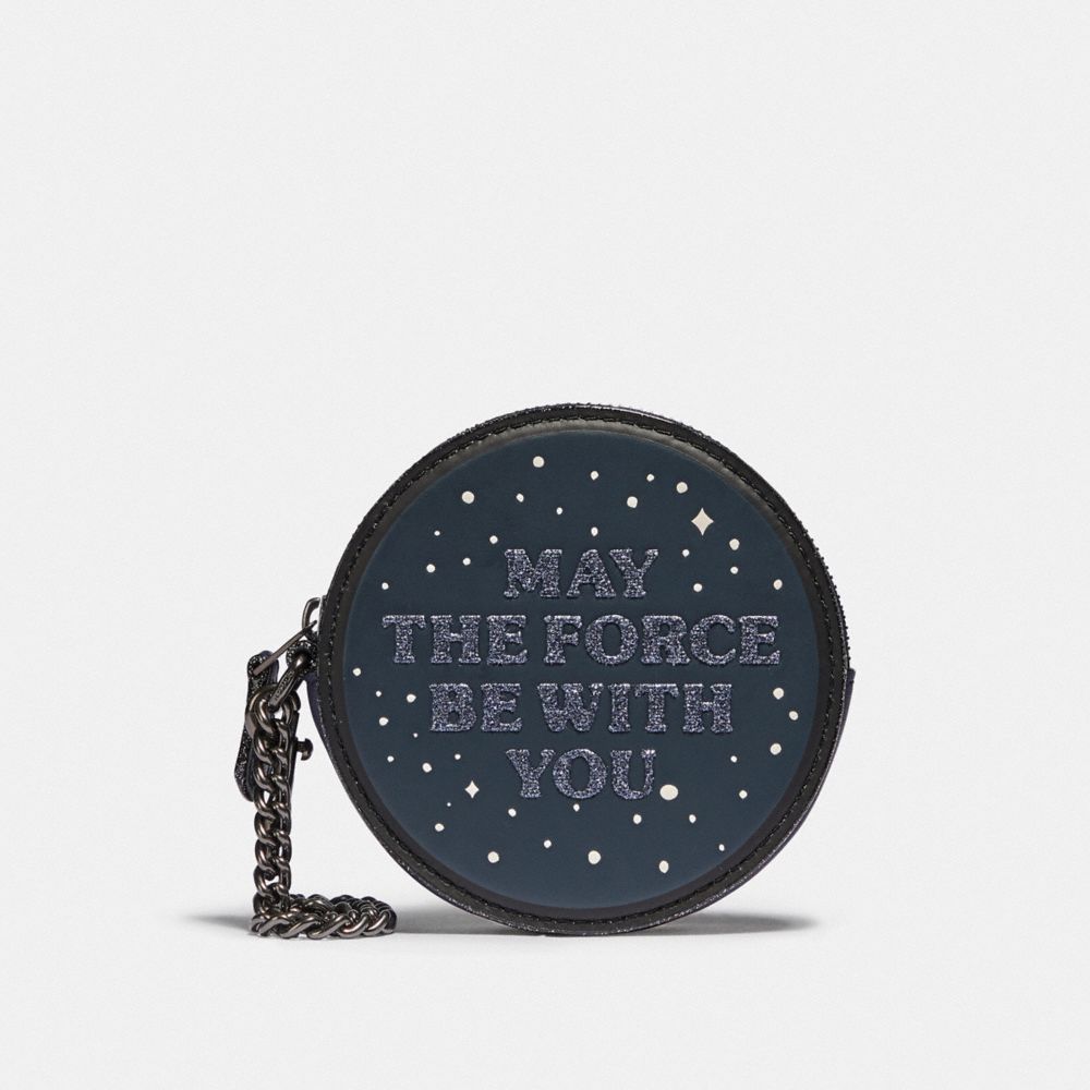 COACH F88491 STAR WARS X COACH ROUND COIN CASE WITH MAY THE FORCE BE WITH YOU QB/MULTICOLOR