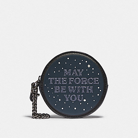 COACH F88491 STAR WARS X COACH ROUND COIN CASE WITH MAY THE FORCE BE WITH YOU QB/MULTICOLOR