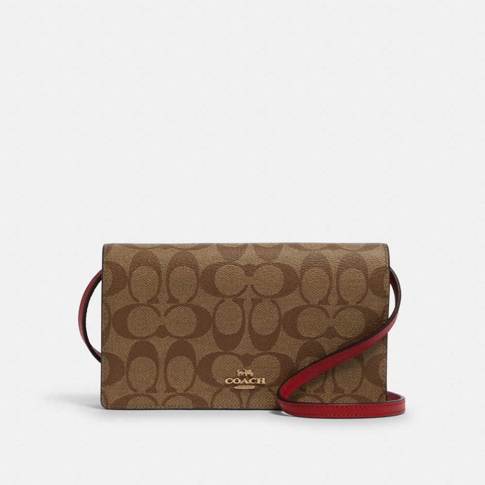 COACH HAYDEN FOLDOVER CROSSBODY CLUTCH IN COLORBLOCK SIGNATURE CANVAS - IM/TRUE RED MULTI - F88583