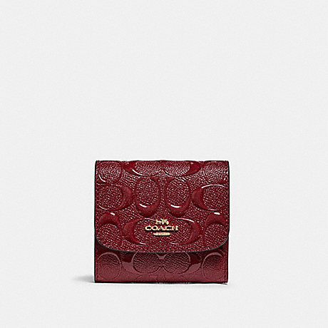 COACH SMALL WALLET IN SIGNATURE LEATHER - IM/CHERRY - F88907