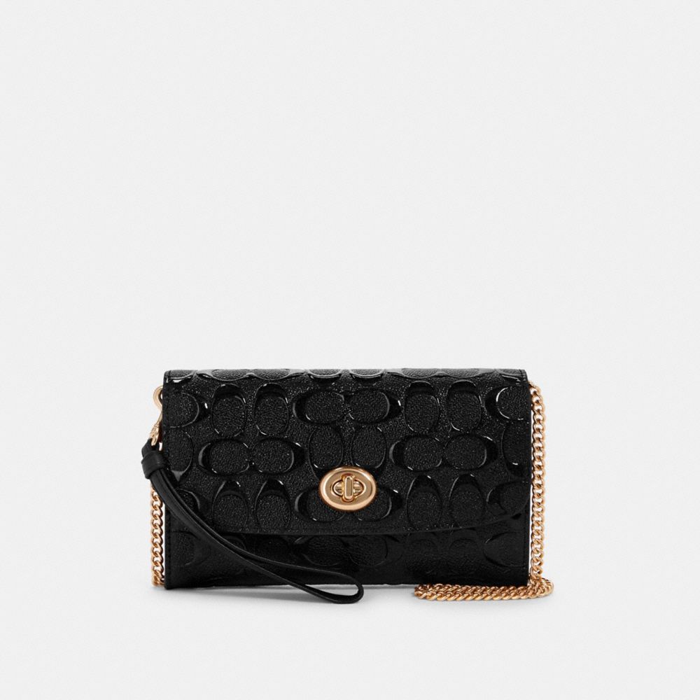 CHAIN CROSSBODY IN SIGNATURE LEATHER - F88909 - IM/BLACK