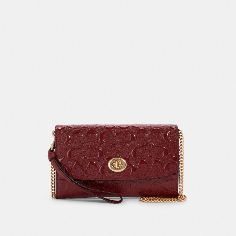 COACH F88909 Chain Crossbody In Signature Leather IM/CHERRY