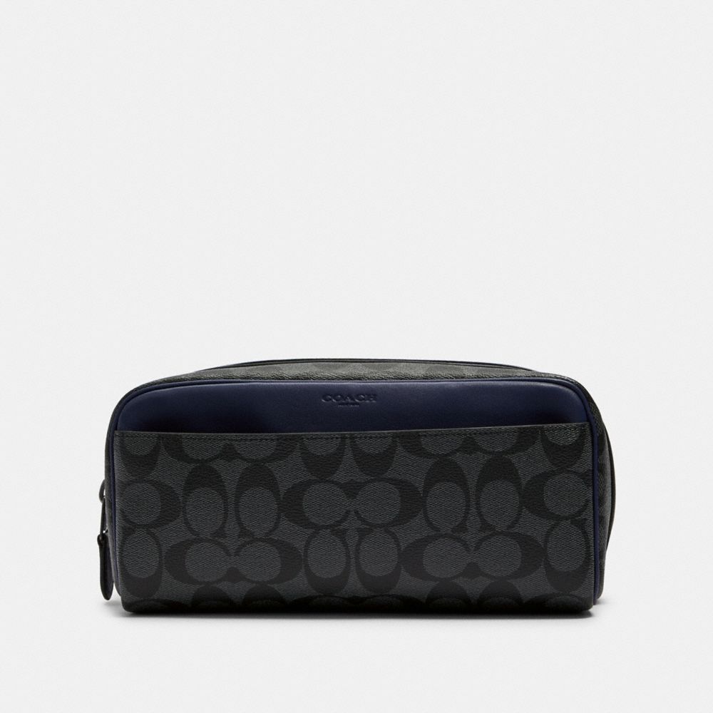 DOPP KIT IN COLORBLOCK SIGNATURE CANVAS - QB/CHARCOAL CADET - COACH F88910