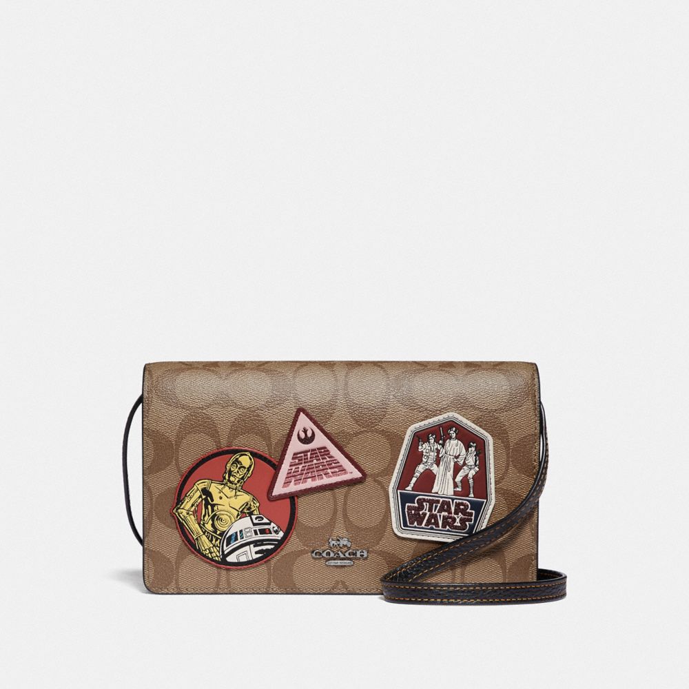 STAR WARS X COACH HAYDEN FOLDOVER CROSSBODY CLUTCH IN SIGNATURE CANVAS WITH PATCHES - QB/KHAKI MULTI - COACH F88921