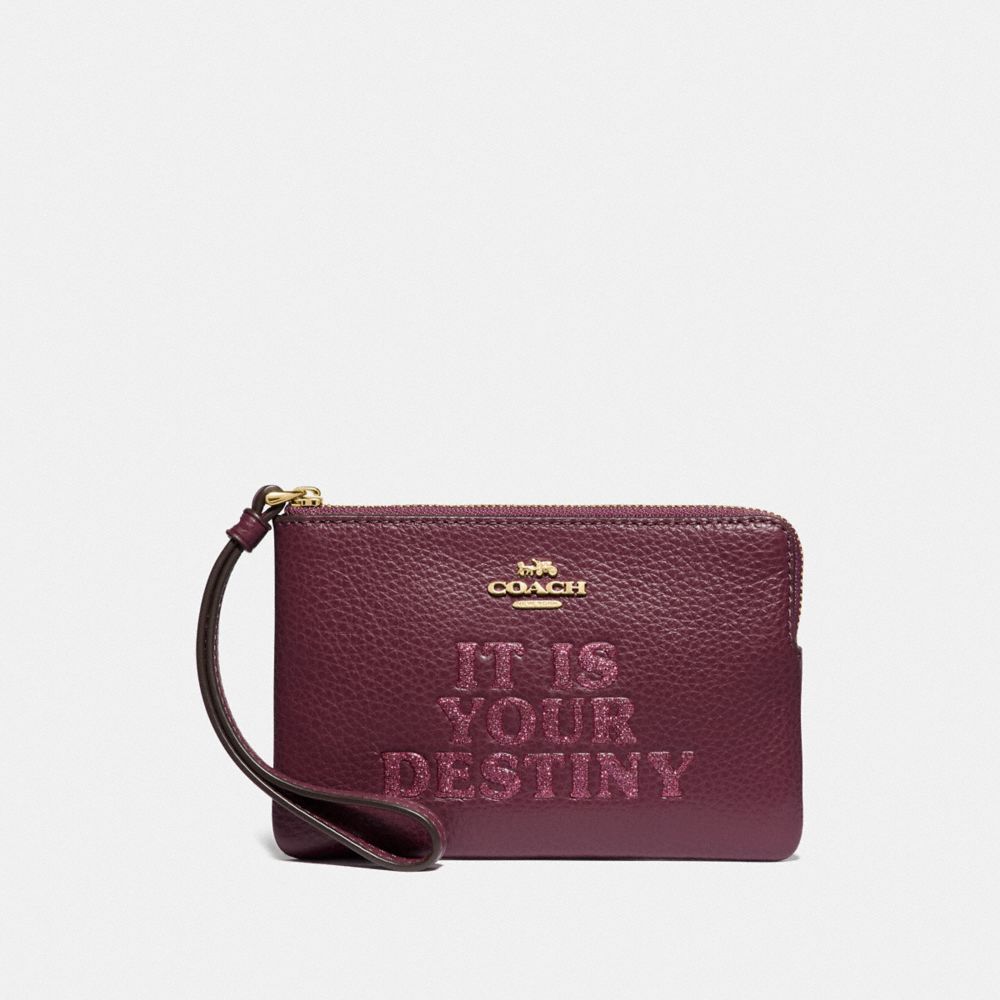 STAR WARS X COACH CORNER ZIP WRISTLET WITH IT IS YOUR DESTINY - IM/DARK BERRY - COACH F88922