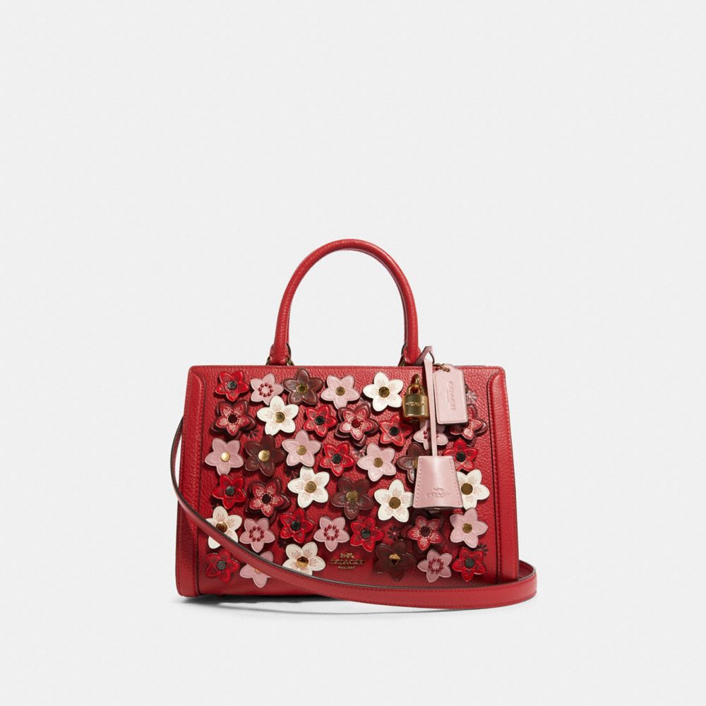 ZOE CARRYALL WITH DAISY APPLIQUE - F89042 - IM/TRUE RED MULTI