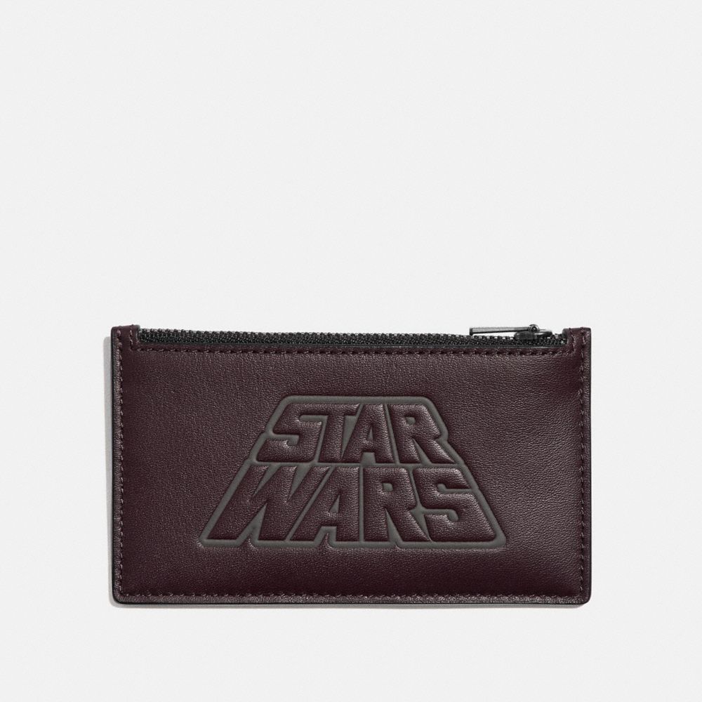 COACH F89057 STAR WARS X COACH ZIP CARD CASE WITH MOTIF QB/OXBLOOD