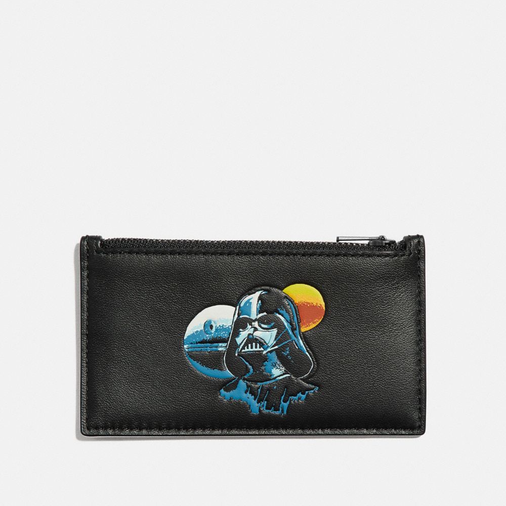 COACH F89058 - STAR WARS X COACH ZIP CARD CASE WITH DARTH VADER - QB/BLACK | COACH MEN