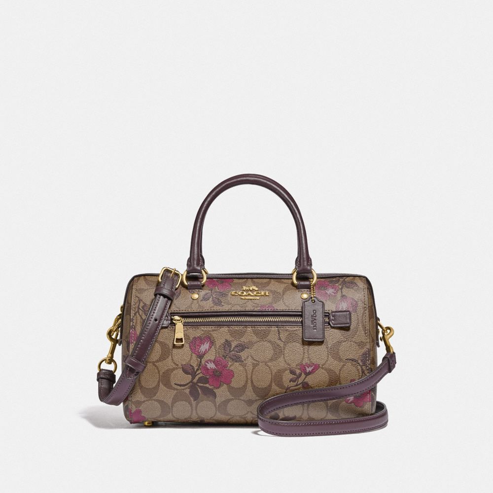 COACH F89152 Rowan Satchel In Signature Canvas With Victorian Floral Print IM/KHAKI BERRY MULTI