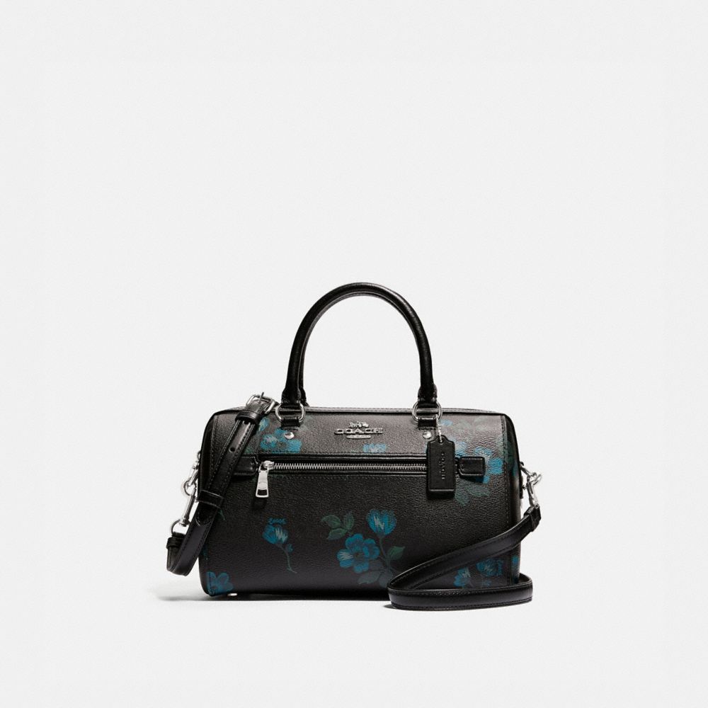 COACH ROWAN SATCHEL WITH VICTORIAN FLORAL PRINT - SV/BLUE BLACK MULTI - F89154