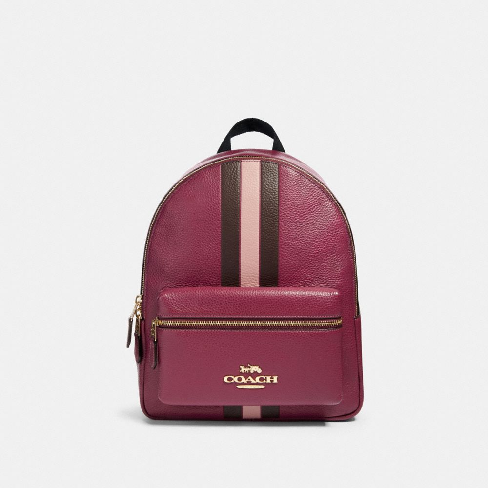 COACH F89167 - JES BACKPACK WITH VARSITY STRIPE IM/DARK BERRY MULTI