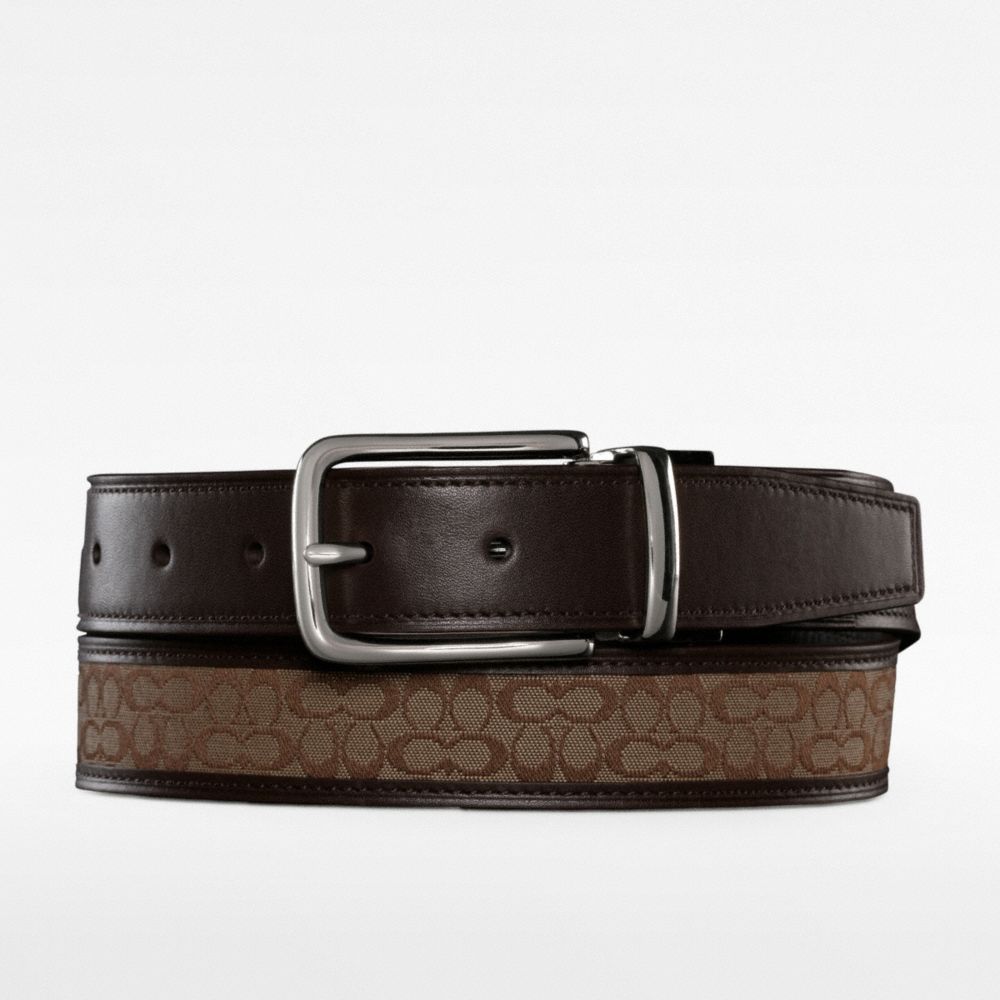 REVERSIBLE SIGNATURE BELT - f90107 - KHAKI/MAHOGANY