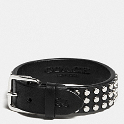COACH F90315 Leather Studded Buckle Bracelet SILVER/BLACK