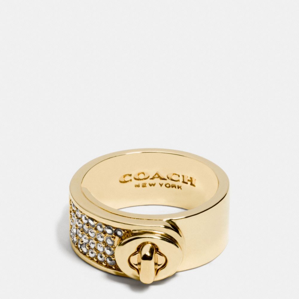 COACH PAVE TURNLOCK BAND RING - GOLD - f90324