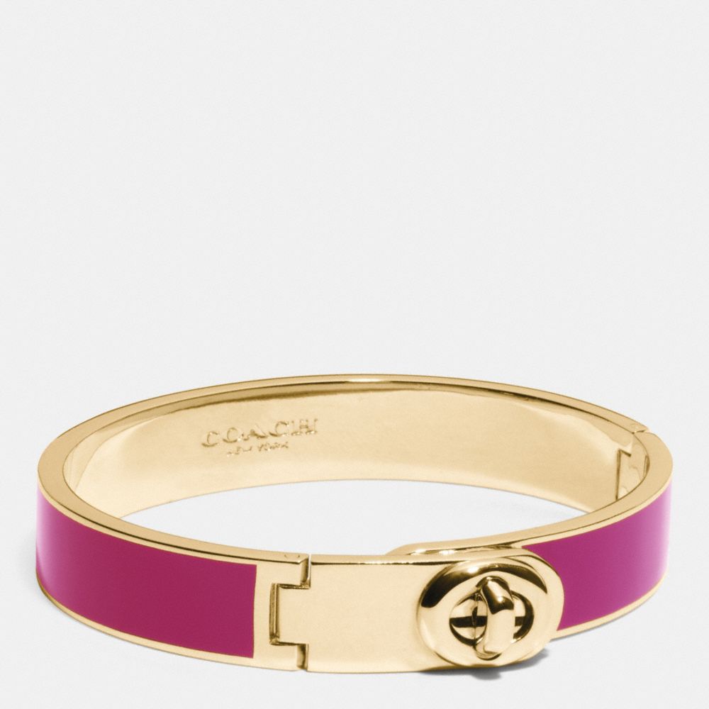 C.O.A.C.H. ENAMEL TURNLOCK HINGED BANGLE - f90325 - GOLD/FUCHSIA