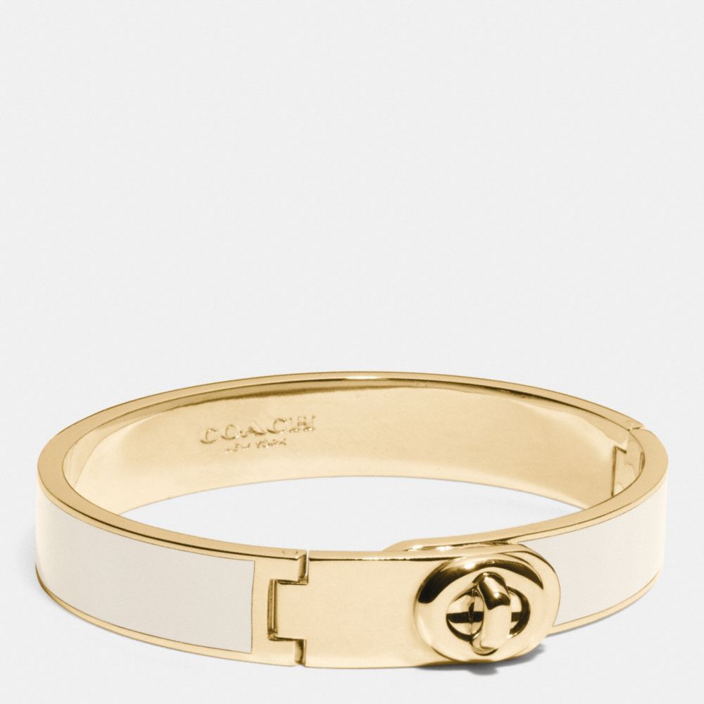 COACH C.O.A.C.H. ENAMEL TURNLOCK HINGED BANGLE - GOLD/CHALK - f90325