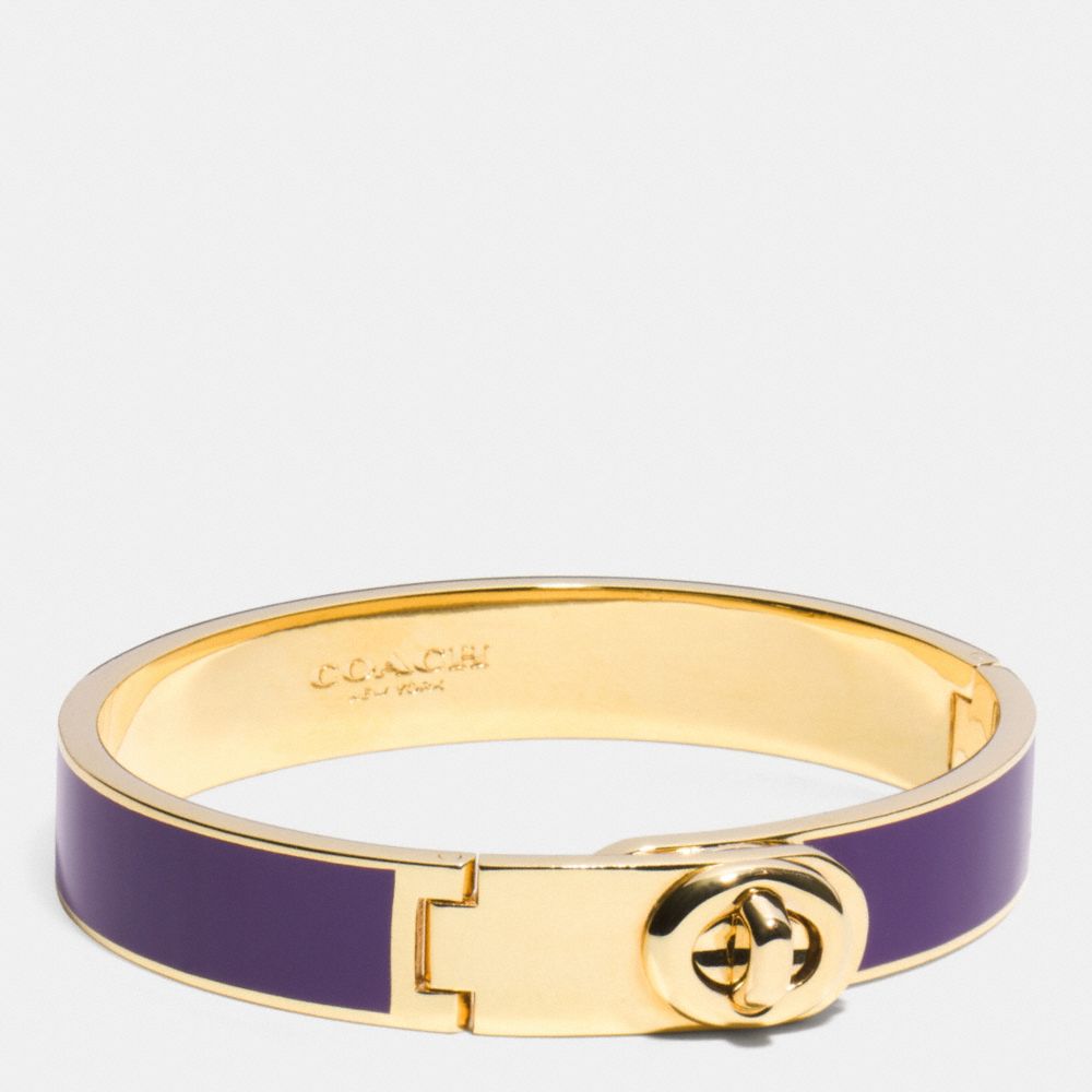 COACH f90325 C.O.A.C.H. ENAMEL TURNLOCK HINGED BANGLE LIGHT GOLD/VIOLET