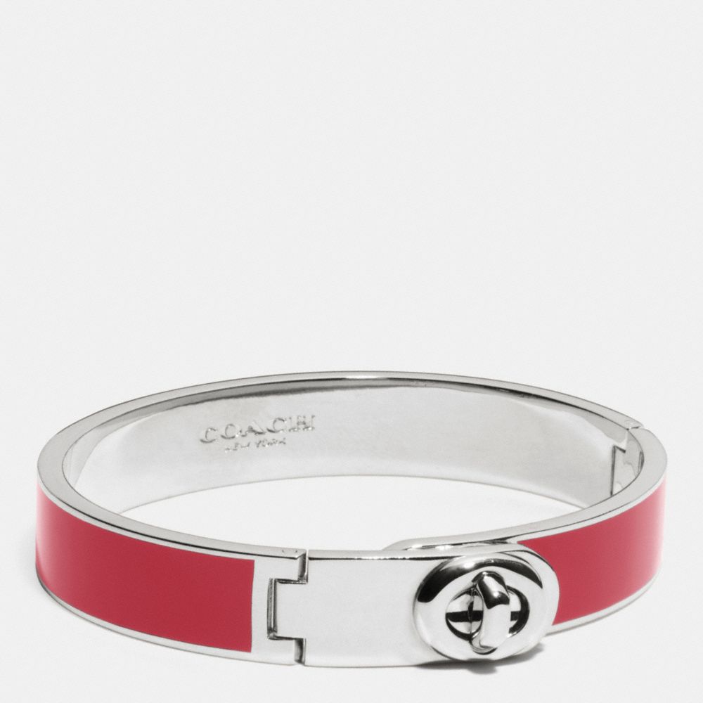 C.O.A.C.H. ENAMEL TURNLOCK HINGED BANGLE - f90325 - SILVER/RED CURRANT
