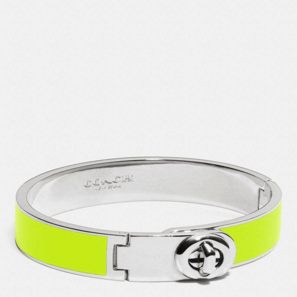 COACH C.O.A.C.H. ENAMEL TURNLOCK HINGED BANGLE - SILVER/GLO LLIGHT GOLDE - f90325