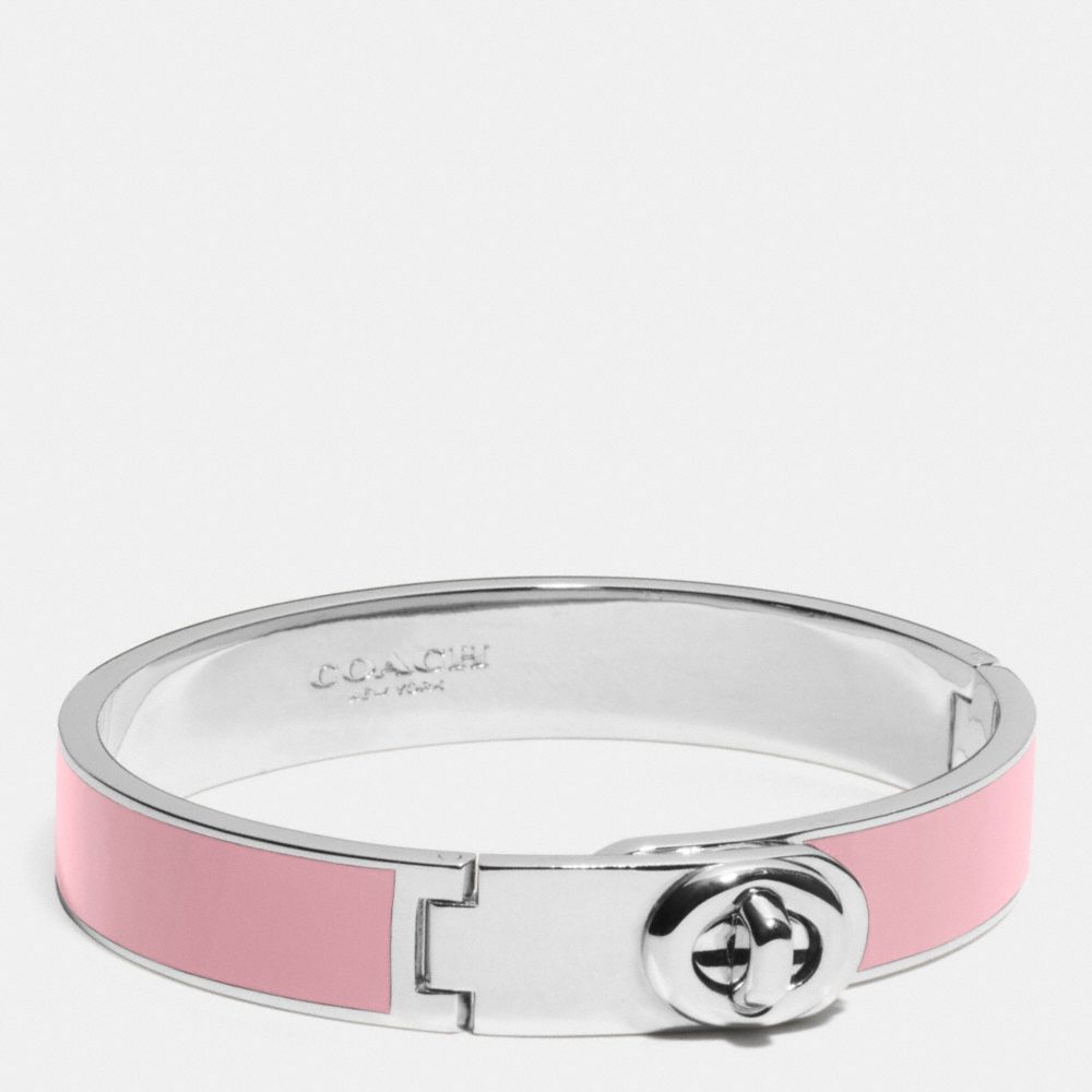 COACH C.O.A.C.H. ENAMEL TURNLOCK HINGED BANGLE - SILVER/PETAL PINK - f90325