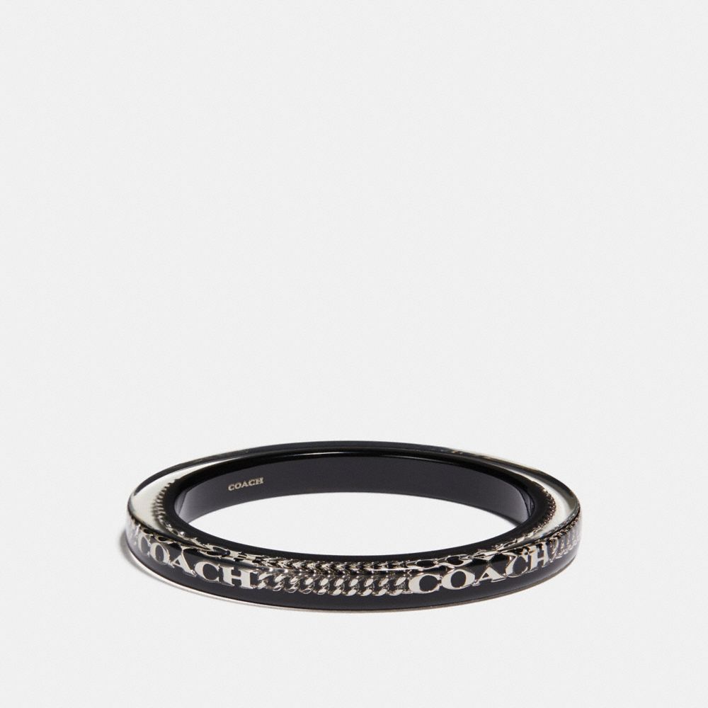 COACH RESIN COACH CURBCHAIN BANGLE - SILVER/BLACK - F90330