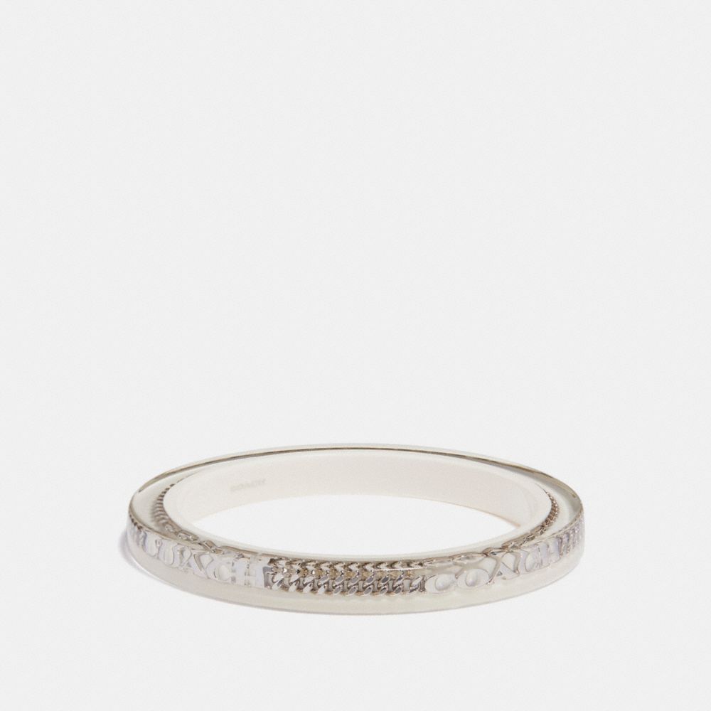 COACH RESIN COACH CURBCHAIN BANGLE - SILVER/CHALK - f90330